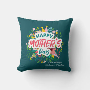 Cojín Decorativo Feliz Día de la Madre Moderna Floral Personalizada
