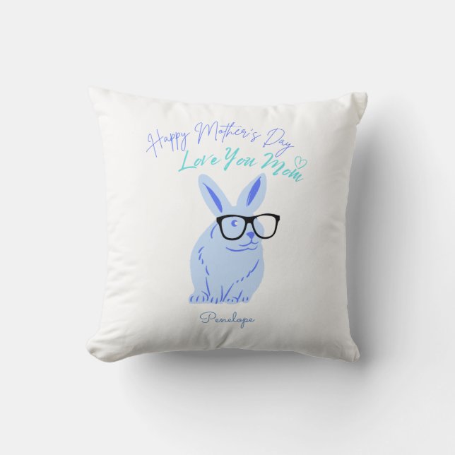 Cojín Decorativo Feliz Día de la Madre y buen conejo (Anverso)