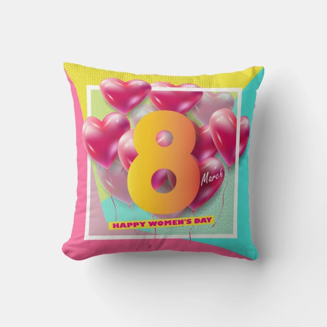 Cojín Decorativo ¡Feliz día de la mujer! 8.º feriado internacional (Anverso)