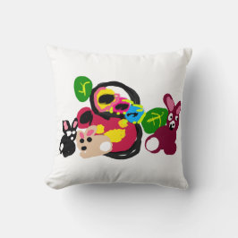 Cojín Decorativo Feliz día de las madres conejitos y conejo 