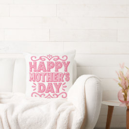 Cojín Decorativo Feliz Día de las Madres Rosa Vintage