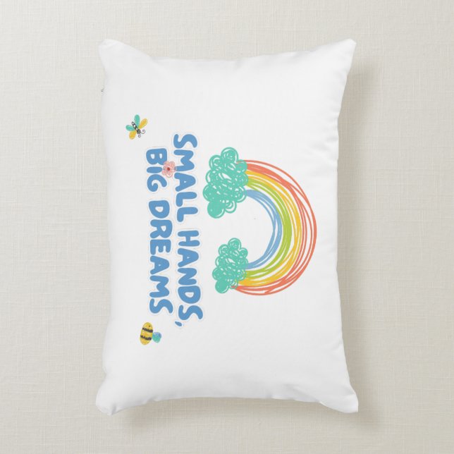 Cojín Decorativo Feliz día de los niños Manos pequeñas, grandes sue (Frente (Vertical))