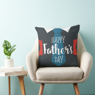 Cojín Decorativo Feliz Día de los Padres Gran Canto Azul Rojo Blanc