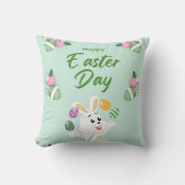 Cojín Decorativo Feliz Día de Pascua - Divertido Conejo y Pascua de