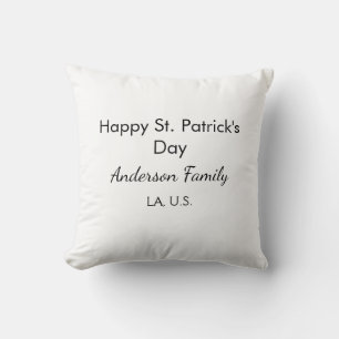 Cojín Decorativo Feliz día de San Patricio nombre familia lugar sim