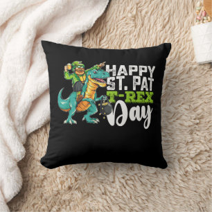 Cojín Decorativo Feliz día de San Patricio Pat T Rex Dinosaurio