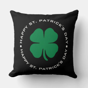 Cojín Decorativo Feliz Día de San Patricio Shamrock Lucky Charm