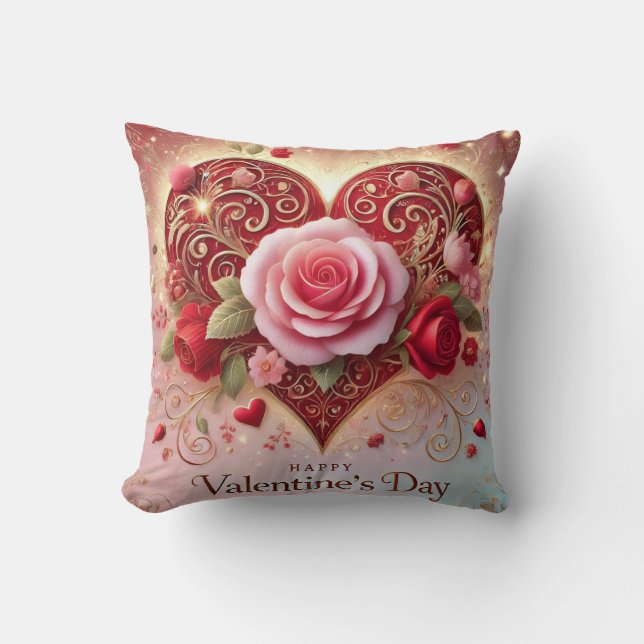 Cojín Decorativo Feliz Día de San Valentín (Anverso)