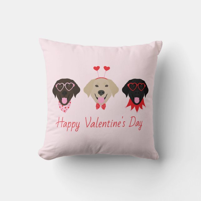 Cojín Decorativo Feliz día de San Valentín a los perros Labrador Re (Anverso)