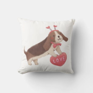 Cojín Decorativo Feliz día de San Valentín con cachorro