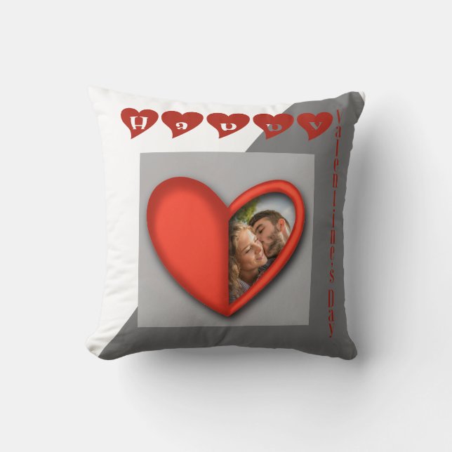 Cojín Decorativo Feliz Día de San Valentín - corazón moderno (Anverso)
