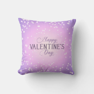 Cojín Decorativo Feliz día de San Valentín Corazones Blancos Morado