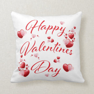 Cojín Decorativo Feliz Día de San Valentín: Corazones rojos y rosad