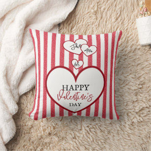 Cojín Decorativo Feliz día de San Valentín Corazones Tizas Rayas