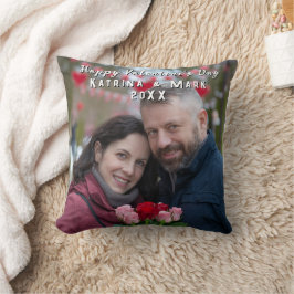 Cojín Decorativo Feliz día de San Valentín Foto y nombres personali