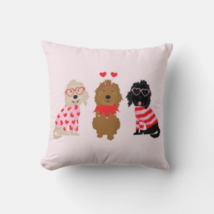 Cojín Decorativo Feliz Día de San Valentín Mini perros dorados