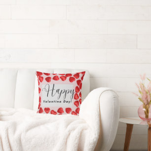Cojín Decorativo Feliz día de San Valentín – Patrón de corazón rojo