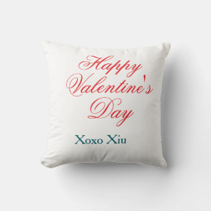 Cojín Decorativo Feliz día de San Valentín rojo azul xoxo amor nomb