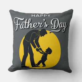 Cojín Decorativo Feliz Día del Padre Enseñando a Hijo a Caminar