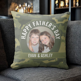 Cojín Decorativo Feliz Día del Padre - Foto Camuflaje Verde