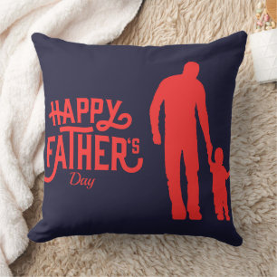 Cojín Decorativo Feliz Día del Padre Siluetas Tomados de la Mano