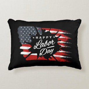Cojín Decorativo Feliz Día del Trabajo Regalo Bandera Americana