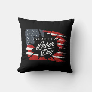 Cojín Decorativo Feliz Día del Trabajo Regalo Bandera Americana