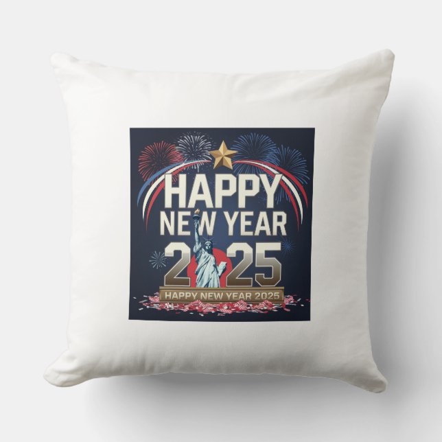 Cojín Decorativo Feliz diseño de Año Nuevo 2025 - festivo y creativ (Anverso)