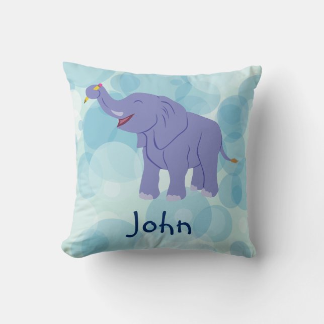 Cojín Decorativo Feliz elefante (personalizado) (Anverso)