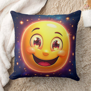 Cojín Decorativo Feliz Emoji de ojos cósmicos