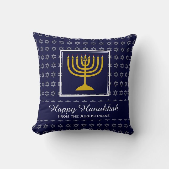 COJÍN DECORATIVO FELIZ ESTADO AZUL DE HANUKKAH (Anverso)