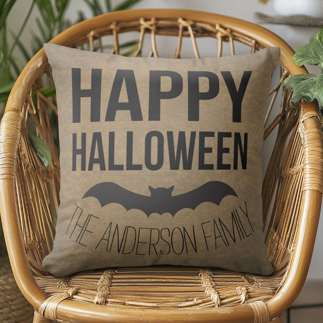 Cojín Decorativo Feliz Feliz Bate Rústico de Halloween personalizad (Subido por el creador)