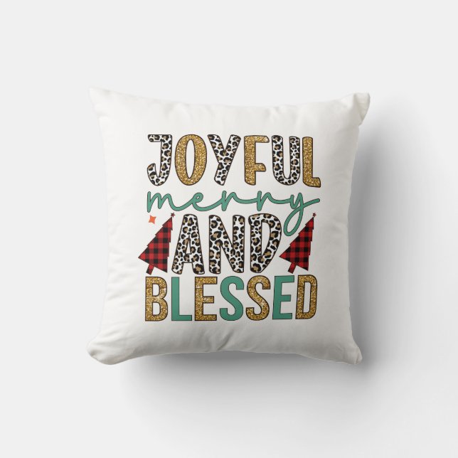 Cojín Decorativo Feliz Feliz Feliz Navidad Y Bendito (Anverso)