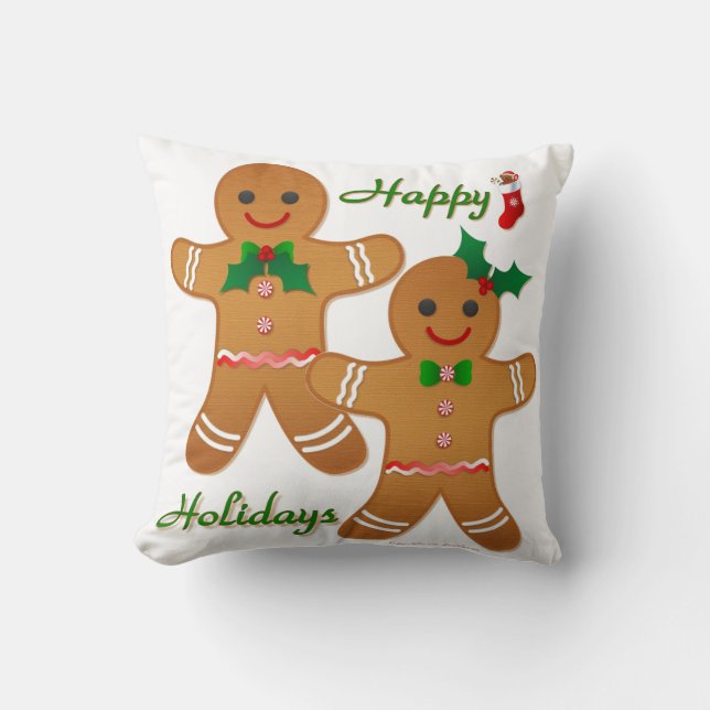 Cojín Decorativo Feliz feriado, hombre joven Chica (Anverso)