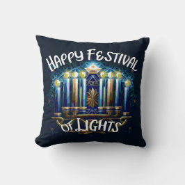 Cojín Decorativo Feliz Festival de las Luces Hanukkah Menorah