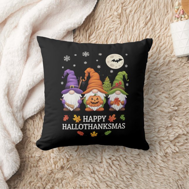 Cojín Decorativo Feliz Hallothanksmas Gnomes Feliz Navidad en Hallo (Manta)