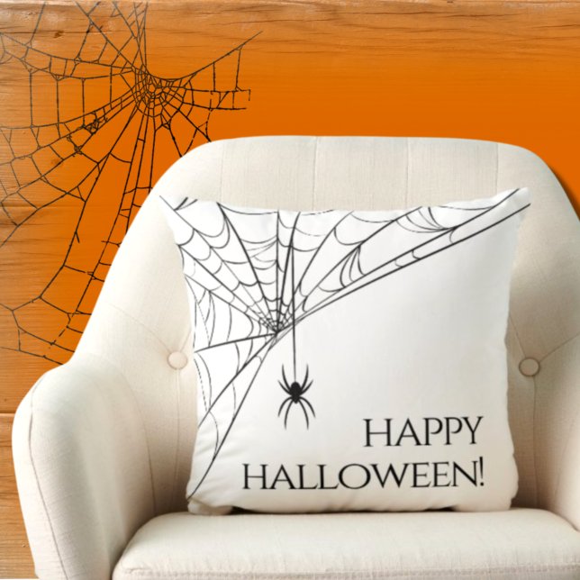 Cojín Decorativo Feliz Halloween Araña moderna Blanco negro (Subido por el creador)