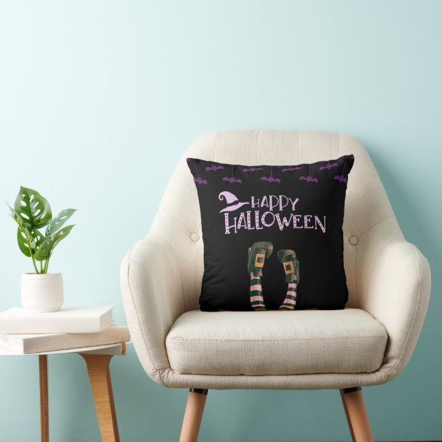 Cojín Decorativo Feliz Halloween brujas brujas brujas Halloween neg (Silla)