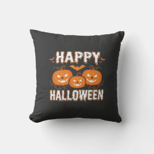Cojín Decorativo Feliz Halloween Calabaza Murciélago Vector
