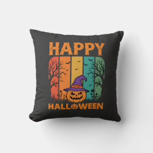 Cojín Decorativo Feliz Halloween Calabaza Vector Vintage
