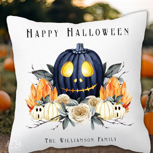 Cojín Decorativo Feliz Halloween Calabazas Cristales Espeluznantes