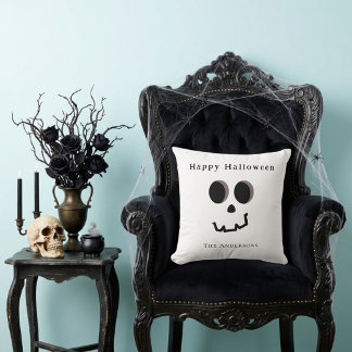 Cojín Decorativo Feliz Halloween Cara de Esqueleto Lindo Personaliz