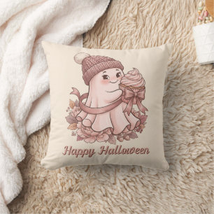Cojín Decorativo Feliz Halloween Cute Otoño Cosecha Fantasma&Cupcak