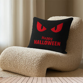Cojín Decorativo Feliz Halloween Da Miedo Mirando Rojo