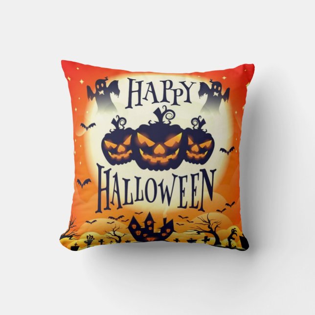 Cojín Decorativo Feliz Halloween Embrujado (Anverso)