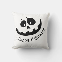 Cojín Decorativo Feliz Halloween en negro y blanco espeluznante