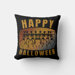 COJÍN DECORATIVO FELIZ HALLOWEEN ESQUELETO BAILARÍN