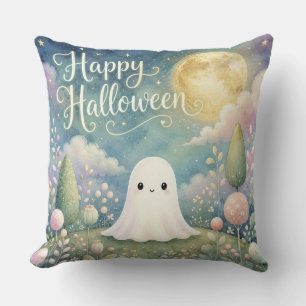 Cojín Decorativo Feliz Halloween Fantasma Lindo Jardín Pastel
