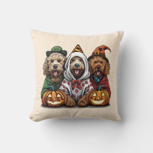 Cojín Decorativo Feliz Halloween Goldendoodle Dogs