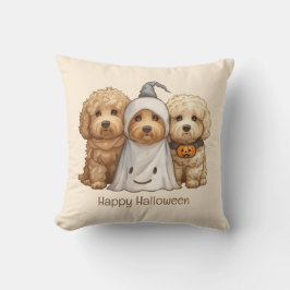 Cojín Decorativo Feliz Halloween Goldendoodle Dogs